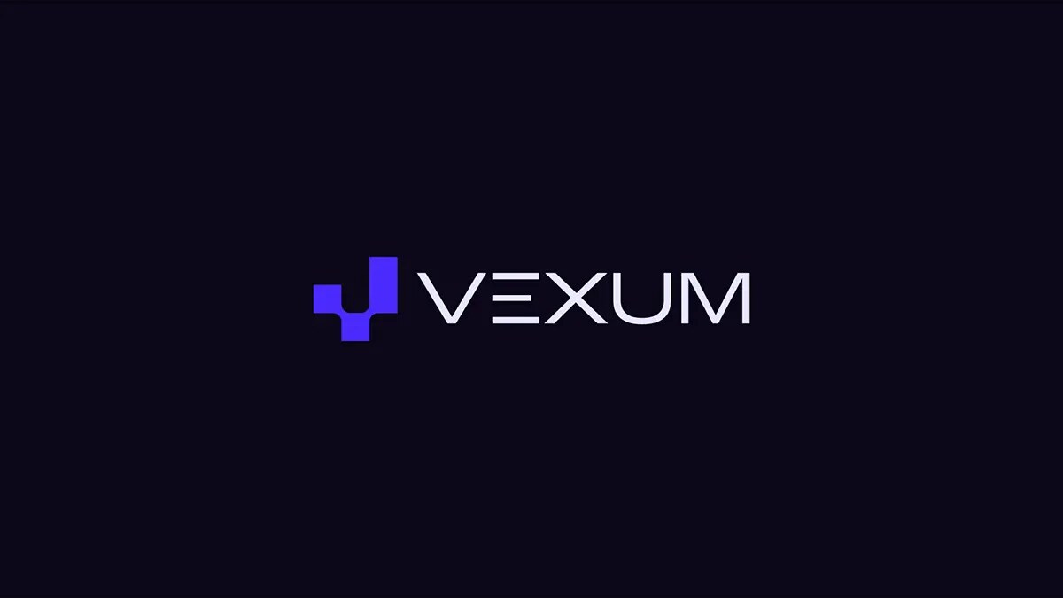 Assinatura visual da VEXUM sobre fundo escuro