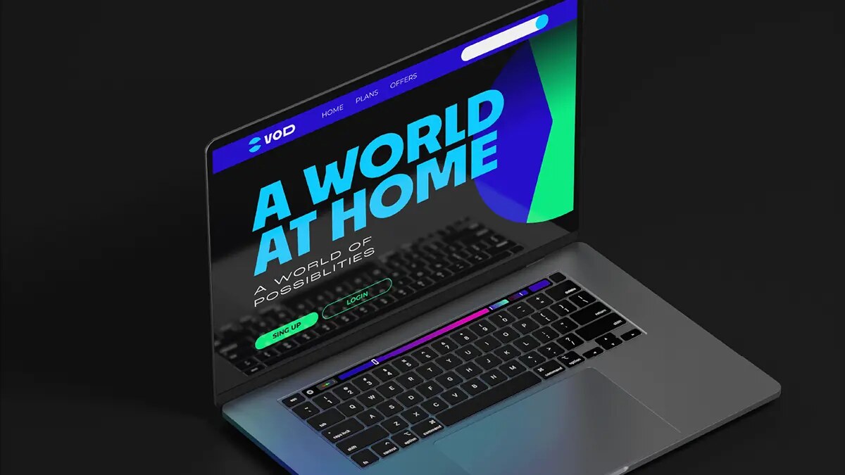 Interface VOD Streaming apresentada em notebook